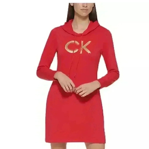 Calvin Klein Long Sleeve Hoodie Dress - Picture 1 of 13